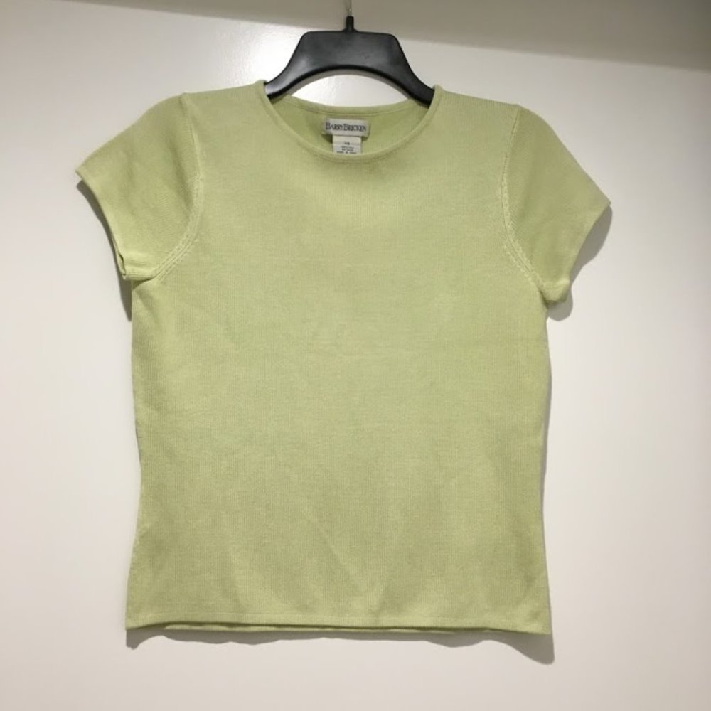 BarryBricken Light Green Silk Short Sleeve Top XS